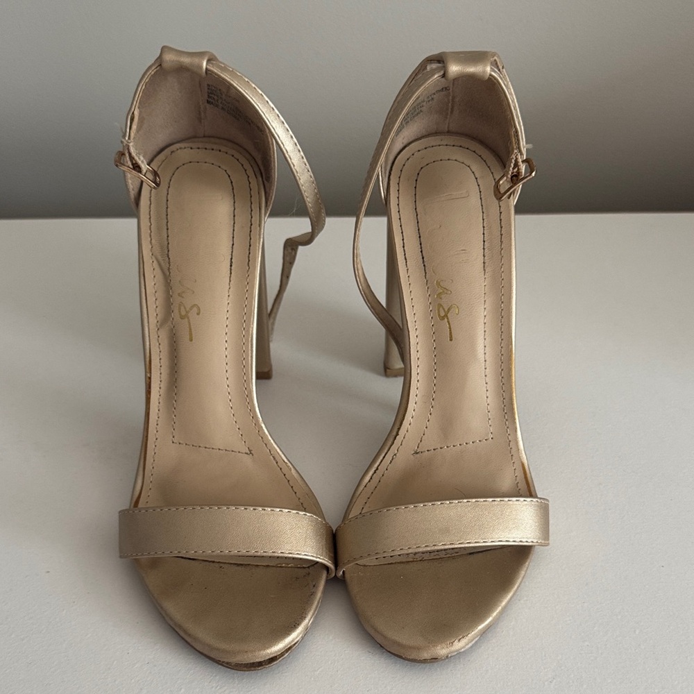 Taylor Champagne Satin Ankle Strap Heels